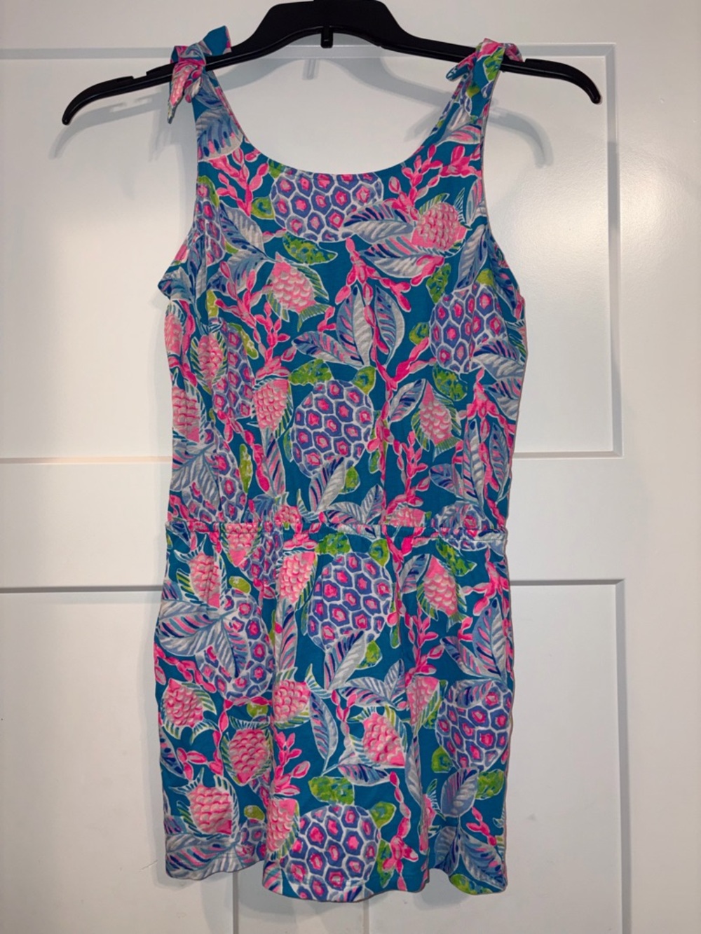 Lilly Pulitzer girl’s Sundari Romper XL tropical sea turtles